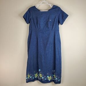 Liz Claiborne Villager Sport Women's Denim Dress With Floral Edge Size 16W